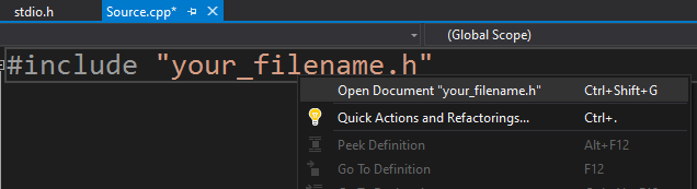 open c++ header file